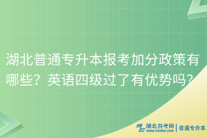 湖北普通专升本报考加分政策有哪些？英语四级过了有优势吗？