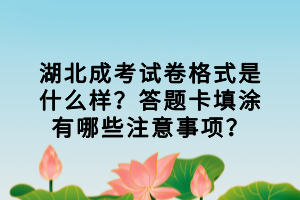 湖北成考试卷格式是什么样？答题卡填涂有哪些注意事项？