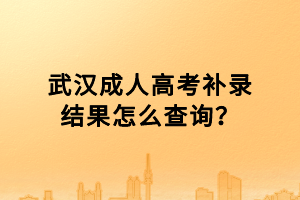 武汉成人高考补录结果怎么查询？