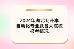 2024年湖北专升本自动化专业及各大院校报考情况