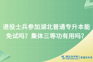 退役士兵参加湖北普通专升本能免试吗？集体三等功有用吗？
