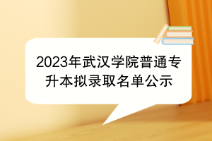 2023年武汉学院普通专升本拟录取名单公示