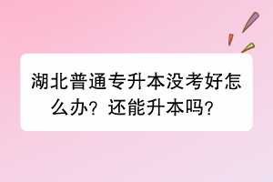 湖北普通专升本没考好怎么办？还能升本吗？