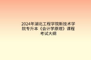 2024年湖北工程学院新技术学院专升本《会计学原理》课程考试大纲