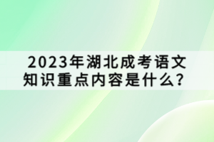 2023年湖北成考语文知识重点内容是什么？
