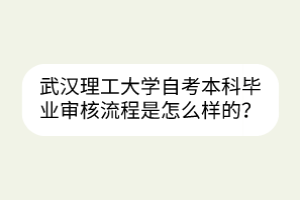 武汉理工大学自考本科毕业审核流程是怎么样的？