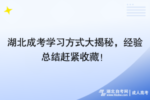 湖北成考学习方式大揭秘，经验总结赶紧收藏！