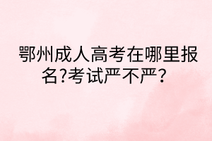 鄂州成人高考在哪里报名?考试严不严？