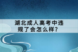 湖北成人高考中违规了会怎么样？