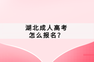 湖北成人高考怎么报名？