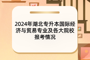 2024年湖北专升本国际经济与贸易专业及各大院校报考情况