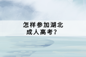 怎样参加湖北成人高考？