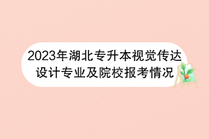 2023年湖北专升本视觉传达设计专业及院校报考情况