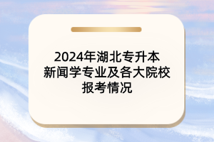 2024年湖北专升本新闻学专业及各大院校报考情况