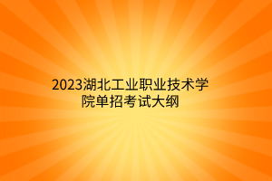 2023湖北工业职业技术学院单招考试大纲