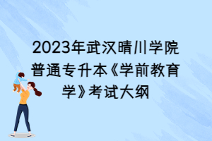 2023年武汉晴川学院普通专升本《学前教育学》考试大纲