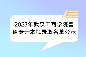 2023年武汉工商学院普通专升本拟录取名单公示