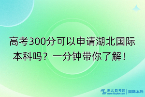 高考300分可以申请湖北国际本科吗？一分钟带你了解！