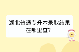 湖北普通专升本录取结果在哪里查？