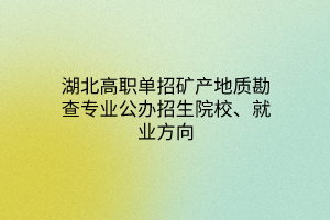 湖北高职单招矿产地质勘查专业公办招生院校、就业方向