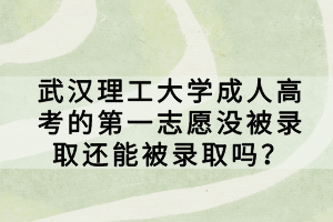 武汉理工大学成人高考的第一志愿没被录取还能被录取吗？