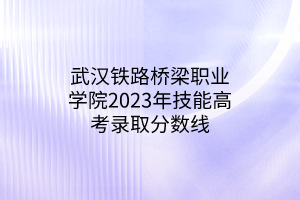 武汉铁路桥梁职业学院2023年技能高考录取分数线