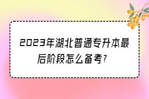 2023年湖北普通专升本最后阶段怎么备考？