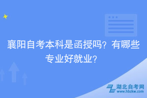 襄阳自考本科是函授吗？有哪些专业好就业？