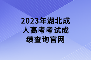 2023年湖北成人高考考试成绩查询官网