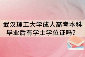 武汉理工大学成人高考本科毕业后有学士学位证吗？