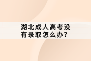 湖北成人高考没有录取怎么办？