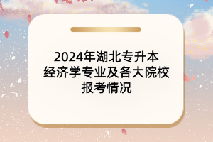 2024年湖北专升本经济学专业及各大院校报考情况