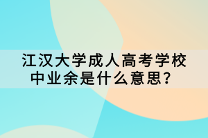 江汉大学成人高考学校中业余是什么意思？