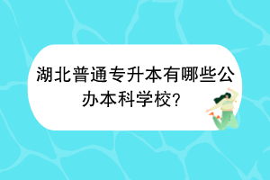 湖北普通专升本有哪些公办本科学校？