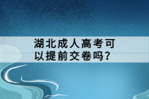 湖北成人高考可以提前交卷吗？