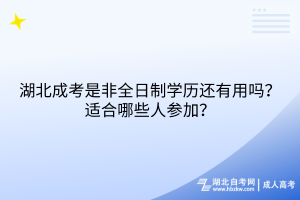 湖北成考是非全日制学历有用吗？适合哪些人参加？