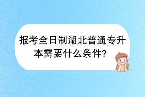 报考全日制湖北普通专升本需要什么条件？