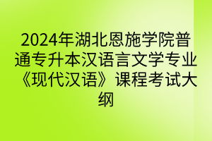 2024年湖北恩施学院普通专升本汉语言文学专业《现代汉语》课程考试大纲