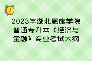 2023年湖北恩施学院普通专升本《经济与金融》专业考试大纲
