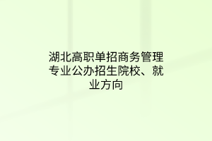 湖北高职单招商务管理专业公办招生院校、就业方向