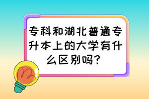 专科和湖北普通专升本上的大学有什么区别吗？