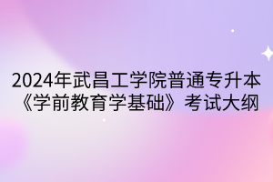 2024年武昌工学院普通专升本《学前教育学基础》考试大纲