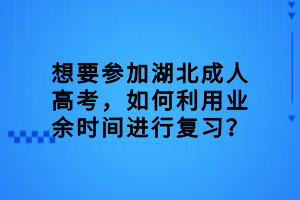 想要参加湖北成人高考，如何利用业余时间进行复习？