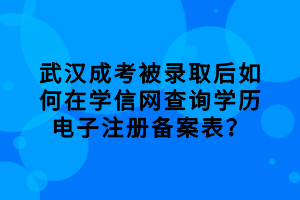 武汉成考被录取后如何在学信网查询学历电子注册备案表？