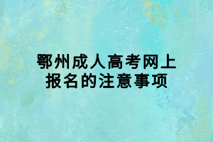 鄂州成人高考网上报名的注意事项