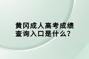 黄冈成人高考成绩查询入口是什么？