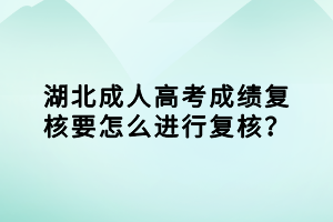 湖北成人高考成绩复核要怎么进行复核？