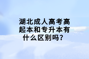 湖北成人高考高起本和专升本有什么区别吗？