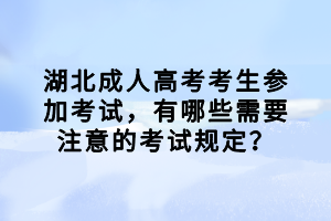 湖北成人高考考生参加考试，有哪些需要注意的考试规定？