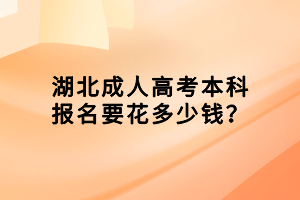 湖北成人高考本科报名要花多少钱？